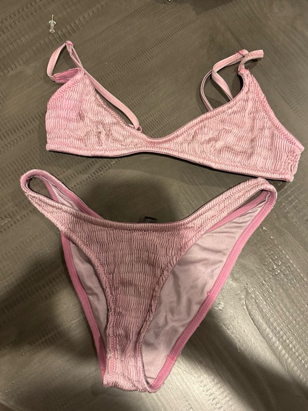 Triangl Pink Textured Bikini Set